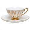 CUP & SAUCER-ZEBRA-WHITE n GOLD SET