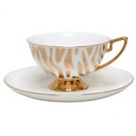 CUP & SAUCER-ZEBRA-WHITE n GOLD SET