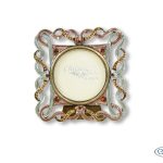 FRAME ENAMEL W/BROWN CRYSTAL SQ(5CM)